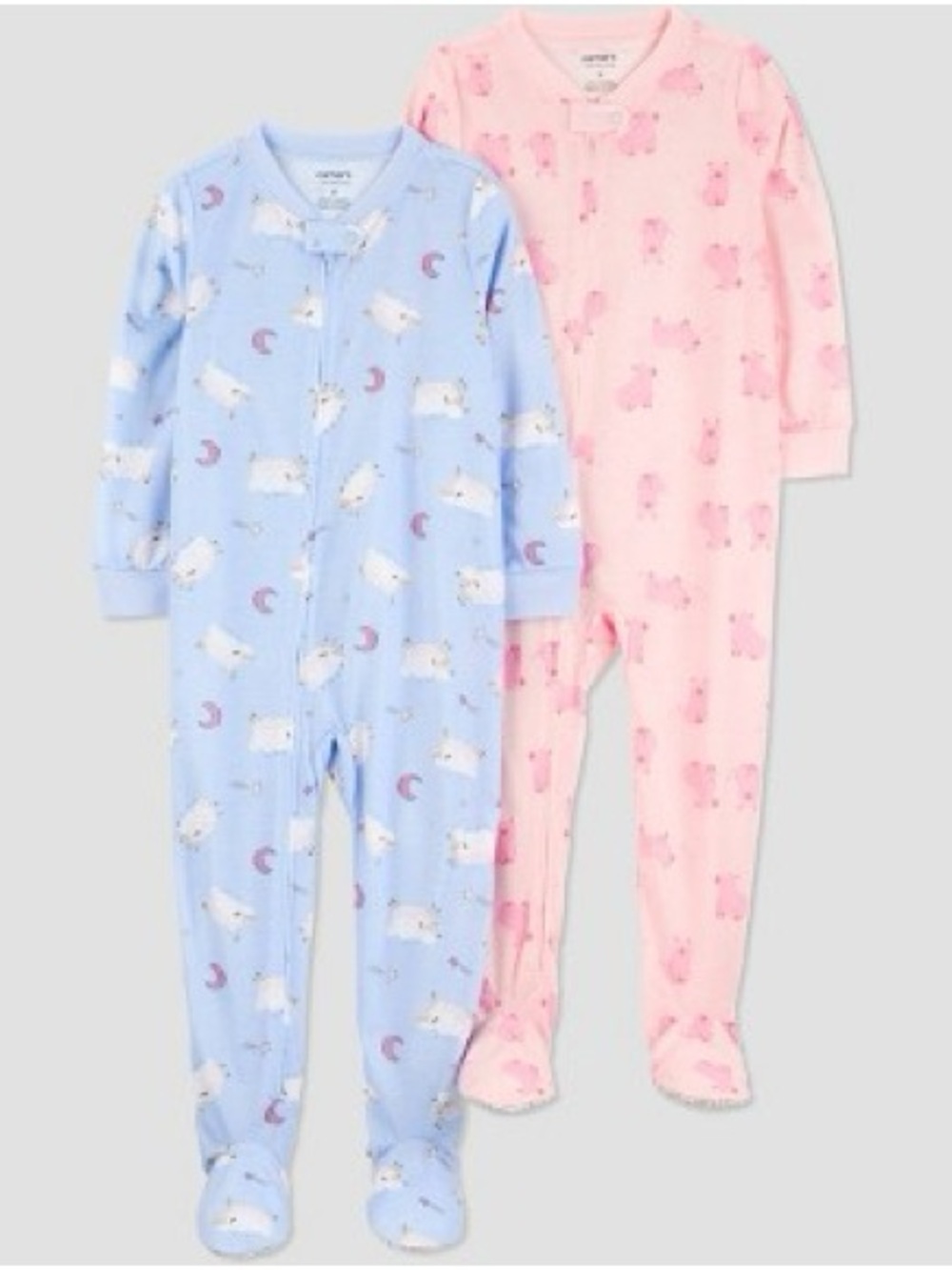 Carter's 2-Pack Footed One-Pieces in Light Blue & Light Pink